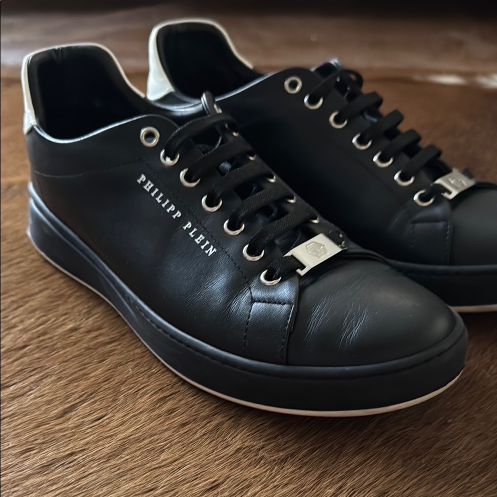 Philipp Plein Black Sneakers with Leather Finish